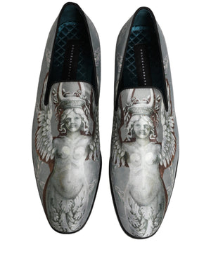 Dolce & Gabbana Graue Barock-Engel-Loafer aus Samt für Herren