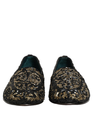 Dolce & Gabbana Schwarze Loafer mit Goldverzierungen