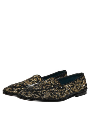Dolce & Gabbana Schwarze Loafer mit Goldverzierungen