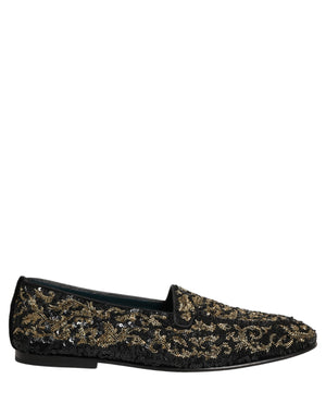 Dolce & Gabbana Schwarze Loafer mit Goldverzierungen