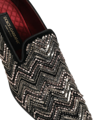 Dolce & Gabbana Schwarze Samt-Loafer mit Blumen-Applikationen
