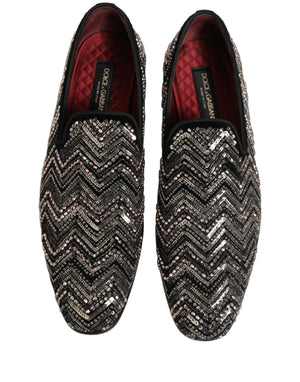 Dolce & Gabbana Schwarze Samt-Loafer mit Blumen-Applikationen