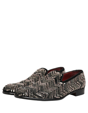 Dolce & Gabbana Schwarze Samt-Loafer mit Blumen-Applikationen