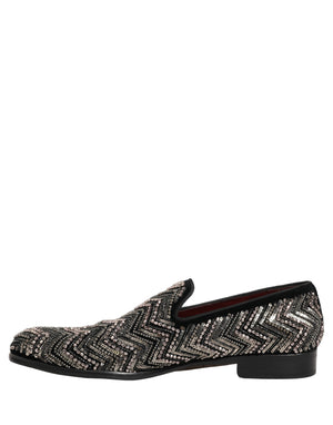 Dolce & Gabbana Schwarze Samt-Loafer mit Blumen-Applikationen