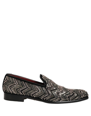 Dolce & Gabbana Schwarze Samt-Loafer mit Blumen-Applikationen