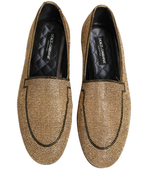 Dolce & Gabbana Loafer-Schuhe aus Leder mit Gold-Kristall-Verzierung für Herren