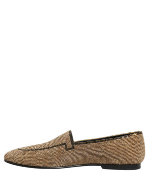Dolce & Gabbana Loafer-Schuhe aus Leder mit Gold-Kristall-Verzierung für Herren