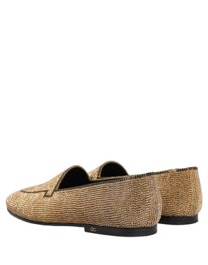 Dolce & Gabbana Loafer-Schuhe aus Leder mit Gold-Kristall-Verzierung für Herren