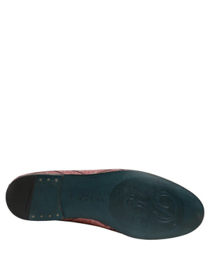 Dolce & Gabbana Pink Check Glitter Lurex Logo Loafers Schuhe