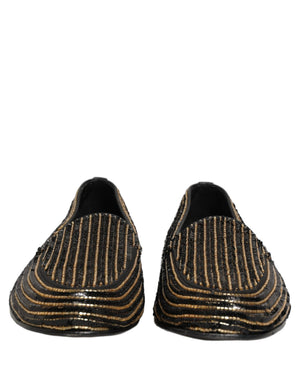 Dolce & Gabbana Schwarze Loafer für Herren mit goldenen Pailletten