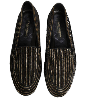 Dolce & Gabbana Schwarze Loafer für Herren mit goldenen Pailletten