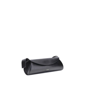 Jil Sander Schwarze Bos Taurus Kalbsleder Schultertasche