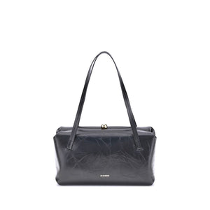Jil Sander Schwarze Bos Taurus Kalbsleder Schultertasche
