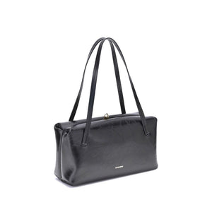 Jil Sander Schwarze Bos Taurus Kalbsleder Schultertasche