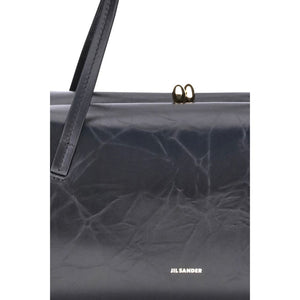 Jil Sander Schwarze Bos Taurus Kalbsleder Schultertasche