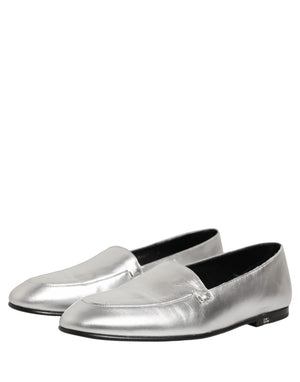 Dolce & Gabbana Silberne DG Logo Loafer aus Leder