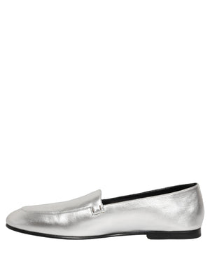 Dolce & Gabbana Silberne DG Logo Loafer aus Leder