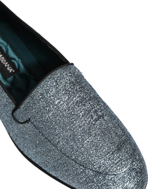 Dolce & Gabbana Blaue Glitzer Lurex DG Logo Loafer Pumps