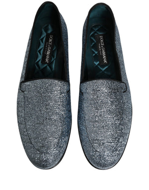 Dolce & Gabbana Blaue Glitzer Lurex DG Logo Loafer Pumps