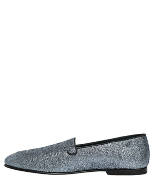 Dolce & Gabbana Blaue Glitzer Lurex DG Logo Loafer Pumps