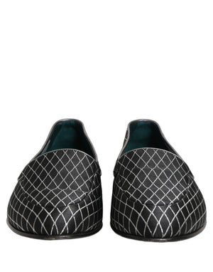 Dolce & Gabbana Schwarze Loafer aus Samt mit Rautensteppung