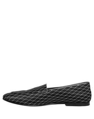 Dolce & Gabbana Schwarze Loafer aus Samt mit Rautensteppung