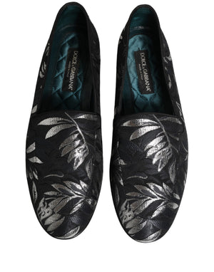 Dolce & Gabbana Schwarze Loafer mit Blattstickerei für Herren