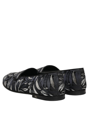 Dolce & Gabbana Schwarze Loafer mit Blattstickerei für Herren