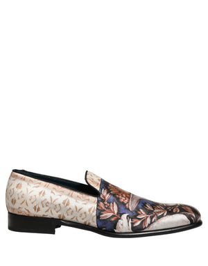 Dolce & Gabbana Multicolor Fruit Print Velvet Loafers Shoes