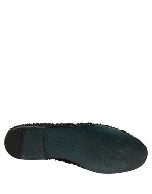 Dolce & Gabbana Schwarze Loafer aus Samt mit Stickerei