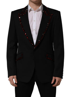 Dolce & Gabbana Schwarzer Blazer mit Kristallverzierungen