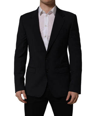 Dolce & Gabbana Schwarzer einreihiger Herren-Blazer aus Wolle