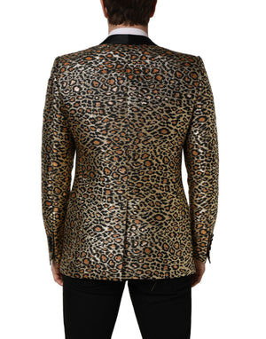 Dolce & Gabbana Gold Leopard Einreiher Herrenmantel Jacke