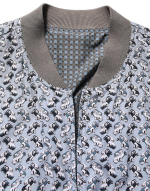 Dolce & Gabbana Hellblaue Bomberjacke aus Baumwolle mit Auto-Print