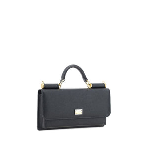 Dolce & Gabbana Schwarze Bos Taurus Kalbsleder Schultertasche