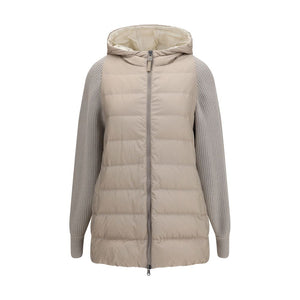 Brunello Cucinelli Graue Polyester-Jacke in voller Länge