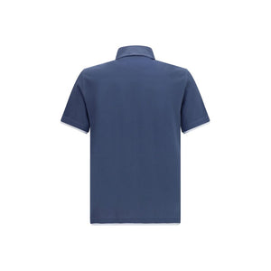 Brunello Cucinelli Blaues Baumwoll-Polohemd