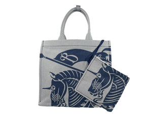 Burberry Navy EKD Canvas Tote Bag Mit Münzetui