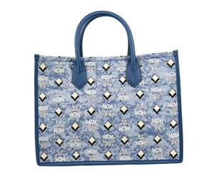MCM Aren München Denim Shopper