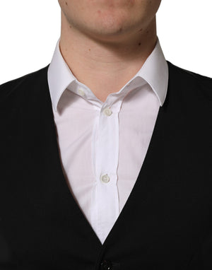 Dolce & Gabbana Schwarze Wollweste mit schmaler Passform