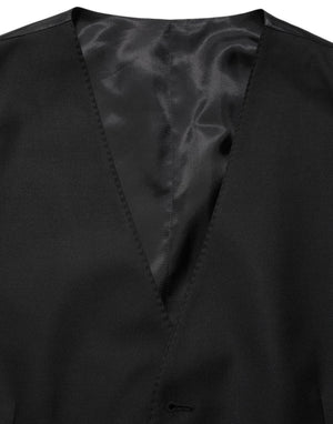 Dolce & Gabbana Schwarze Wollweste mit schmaler Passform
