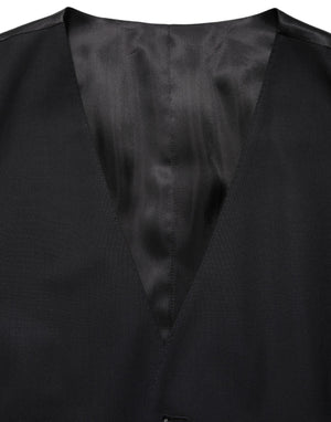 Dolce & Gabbana Schwarze Wollweste mit schmaler Passform