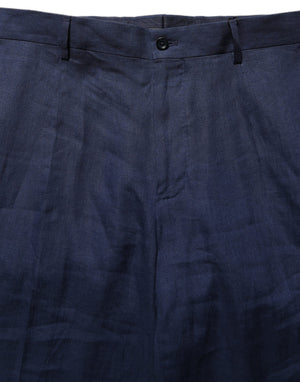 Dolce & Gabbana Blaue Leinen Hose für Herren im geraden Schnitt