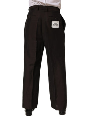 Dolce & Gabbana Braune Leinen Hose für Herren im geraden Schnitt