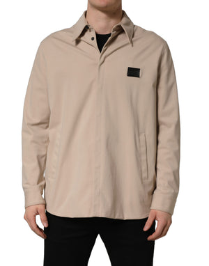 Dolce & Gabbana Beige Logo Overshirt aus Baumwolle für Herren