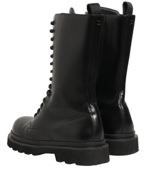 Dolce & Gabbana Schwarze Leder Schnürstiefel für Herren