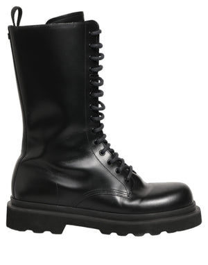 Dolce & Gabbana Schwarze Leder Schnürstiefel für Herren