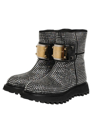 Dolce & Gabbana Schwarze Stiefeletten mit Kristallbesatz