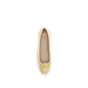 Valentino Garavani Ballerinas aus goldenem Nappa-Leder / Kalbsleder
