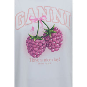 Ganni Weißes Baumwoll-T-Shirt